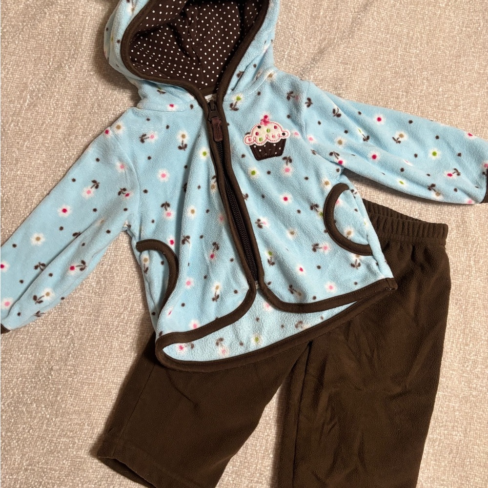 Carter's Brown-Trim Blue Floral Hooded Jacket